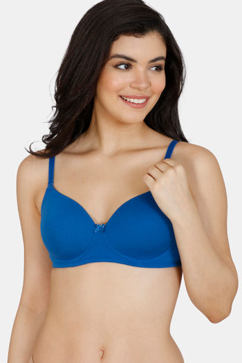 Buy Zivame Padded Non Wired 3/4th Coverage T-Shirt Bra - Classic Blue
